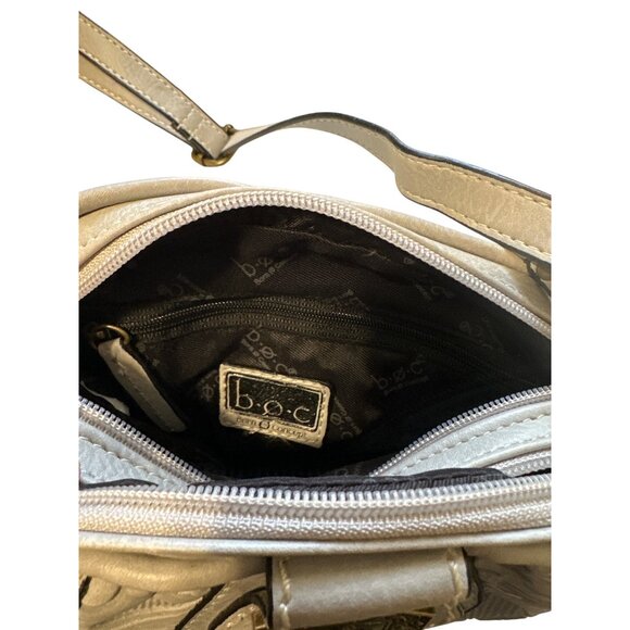 B.O.C. Embossed Ivory Faux Leather Mini Crossbody Bag With Adjustable Strap & Zi - Picture 6 of 6